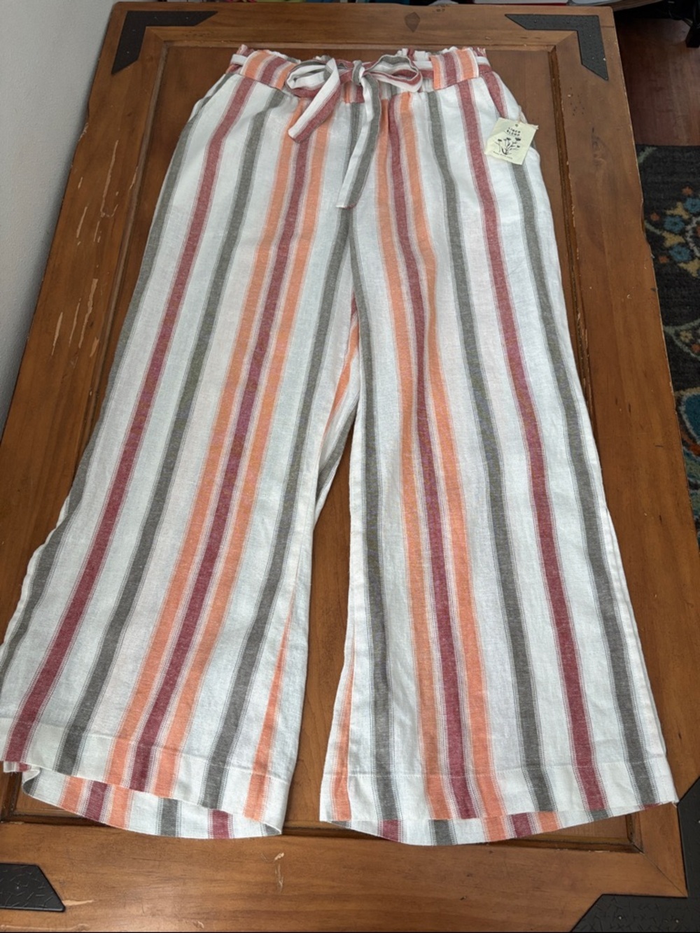 Indigo Rose NWT Striped Wide-Leg Linen Pants Size XL